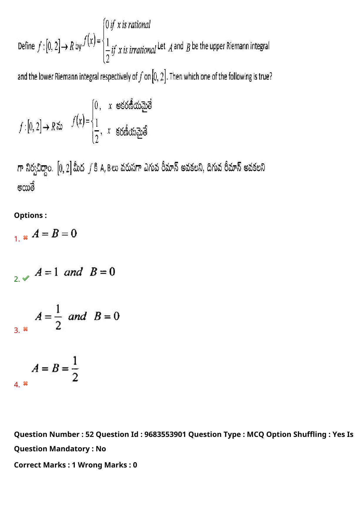 TS CPGET 2021 M.Sc. Mathematics (Shift 3) Question Paper with Answer Key - Page 38
