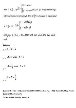 TS CPGET 2021 M.Sc. Mathematics (Shift 3) Question Paper with Answer Key