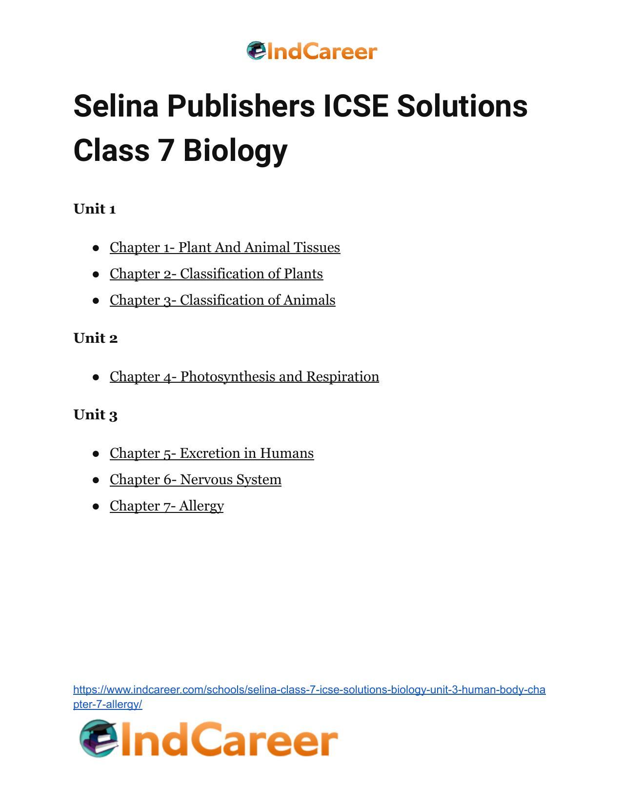 Selina Class 7 ICSE Solutions Biology (Unit 3) - Human Body: Chapter 7- Allergy - Page 6