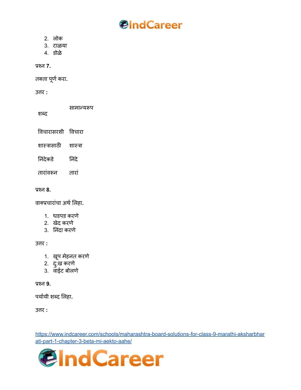 Maharashtra Board Solutions for Class 9- Marathi Aksharbharati (Part- 1): Chapter 3- ‘बेटा, मी ऐकतो आहे!’ - Page 154