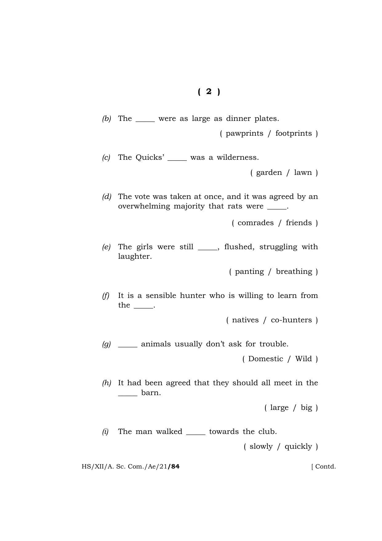 Meghalaya Board (MBOSE) Class 12 ALTERNATIVE ENGLISH  (HS-XII-A. Sc. Com.-Ae-21) 2021 Question Paper - Page 2