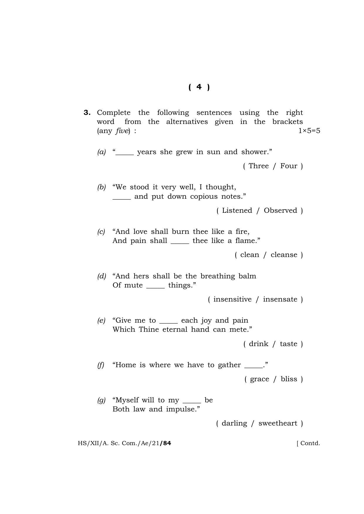 Meghalaya Board (MBOSE) Class 12 ALTERNATIVE ENGLISH  (HS-XII-A. Sc. Com.-Ae-21) 2021 Question Paper - Page 4