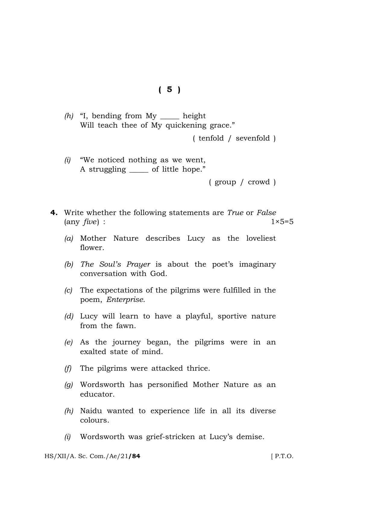 Meghalaya Board (MBOSE) Class 12 ALTERNATIVE ENGLISH  (HS-XII-A. Sc. Com.-Ae-21) 2021 Question Paper - Page 5