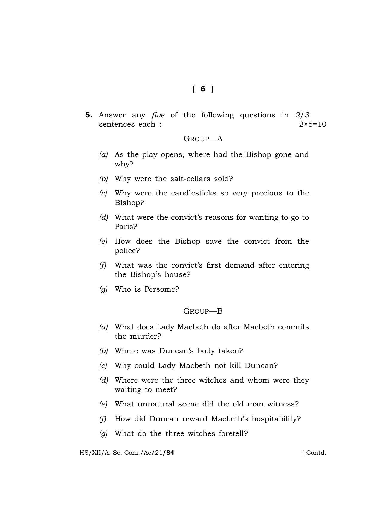 Meghalaya Board (MBOSE) Class 12 ALTERNATIVE ENGLISH  (HS-XII-A. Sc. Com.-Ae-21) 2021 Question Paper - Page 6