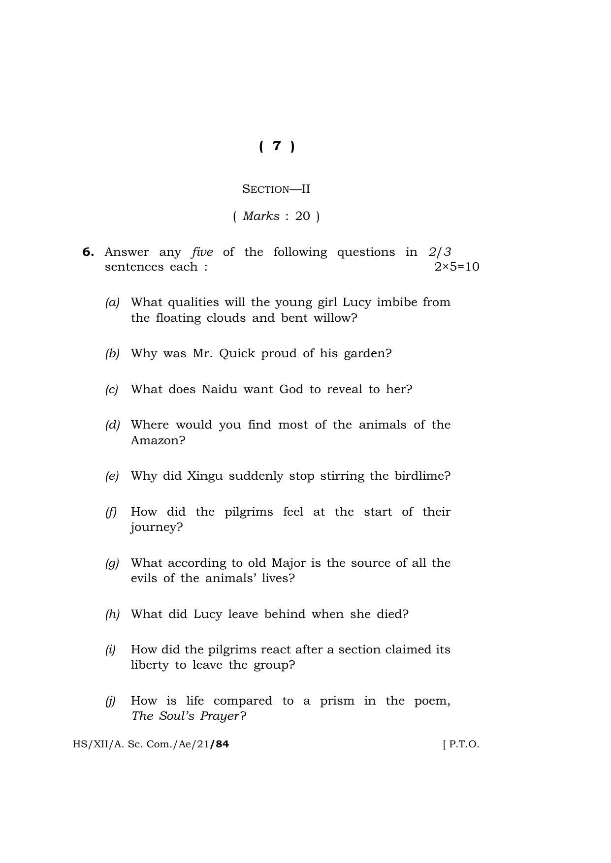 Meghalaya Board (MBOSE) Class 12 ALTERNATIVE ENGLISH  (HS-XII-A. Sc. Com.-Ae-21) 2021 Question Paper - Page 7