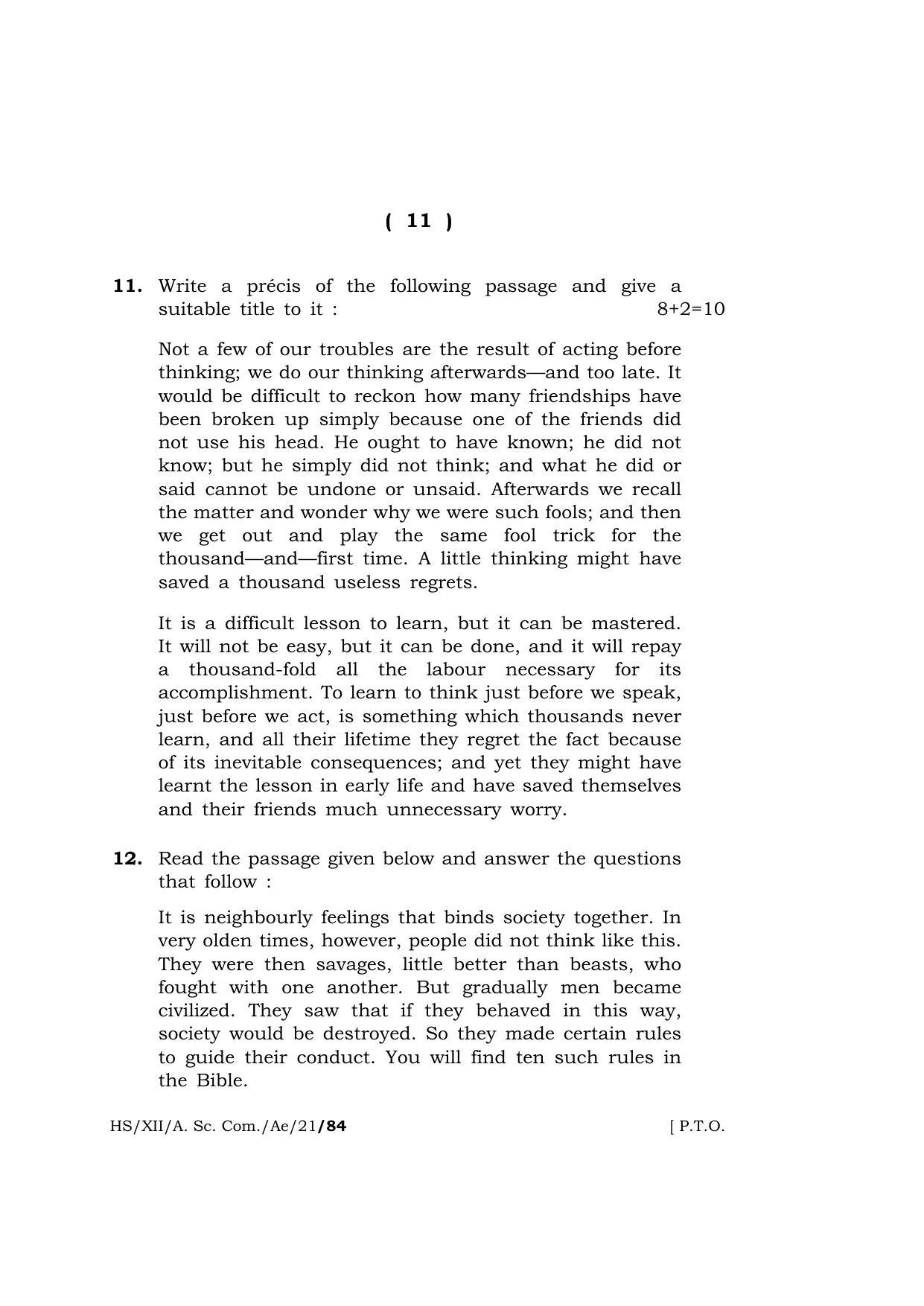 Meghalaya Board (MBOSE) Class 12 ALTERNATIVE ENGLISH  (HS-XII-A. Sc. Com.-Ae-21) 2021 Question Paper - Page 11