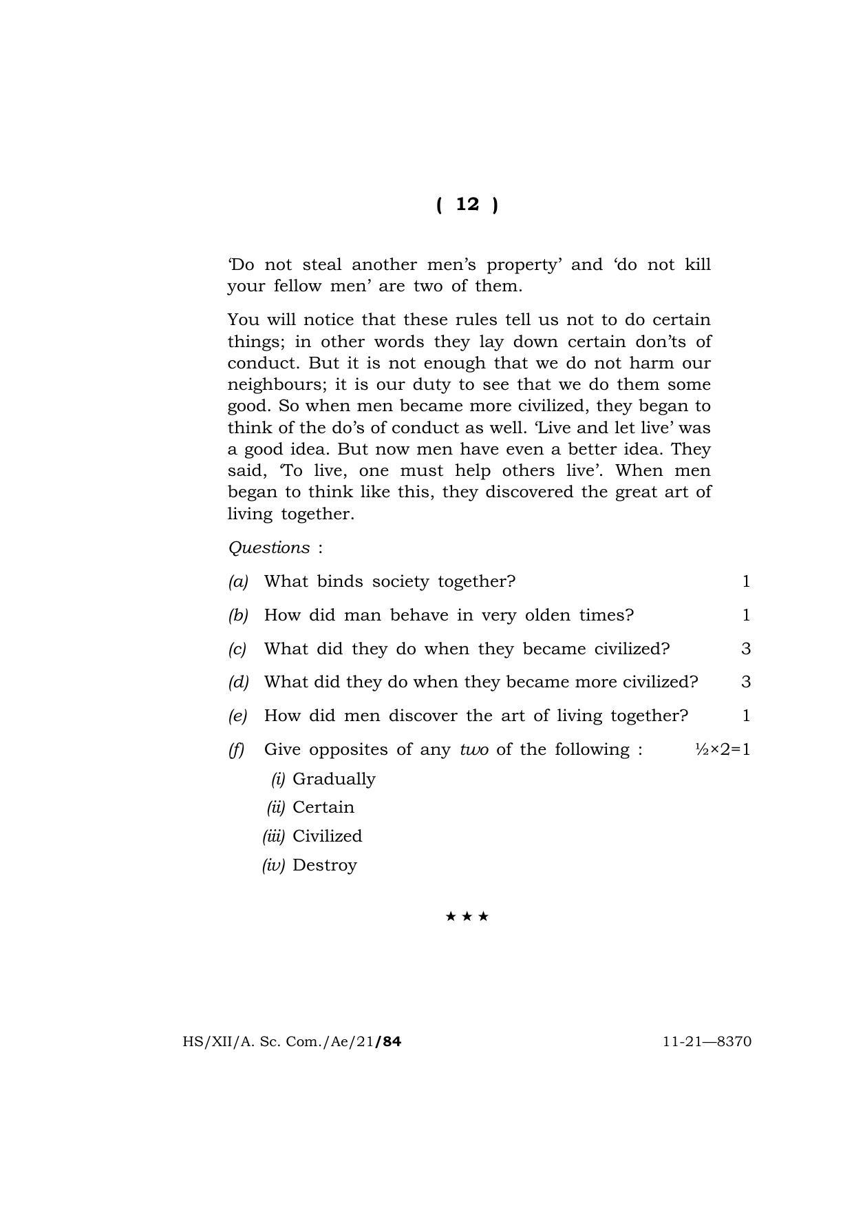 Meghalaya Board (MBOSE) Class 12 ALTERNATIVE ENGLISH  (HS-XII-A. Sc. Com.-Ae-21) 2021 Question Paper - Page 12