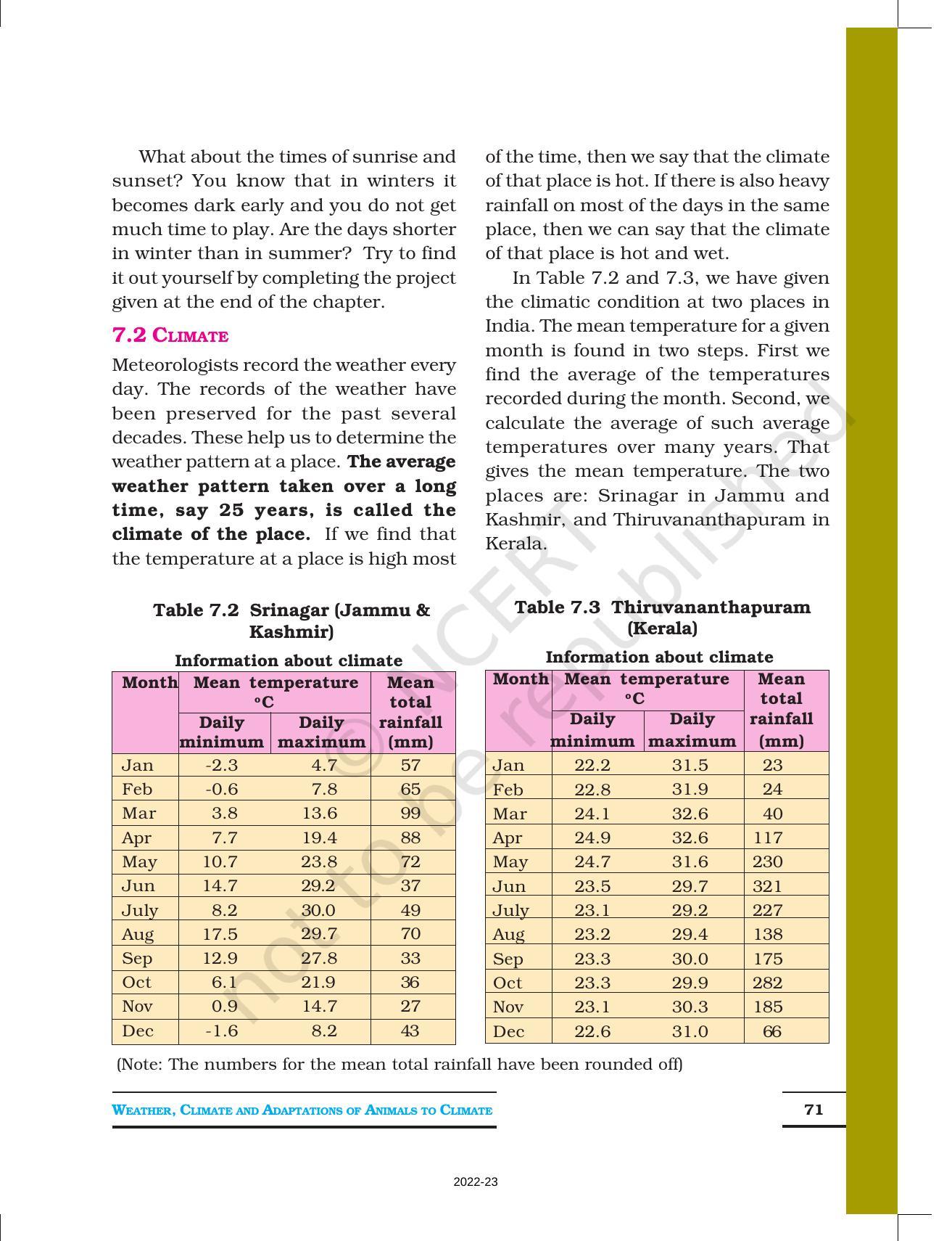 NCERT Book for Class 7 Science: Chapter 7-Weather, Climate and Adaptations of Animals of Climate - Page 4