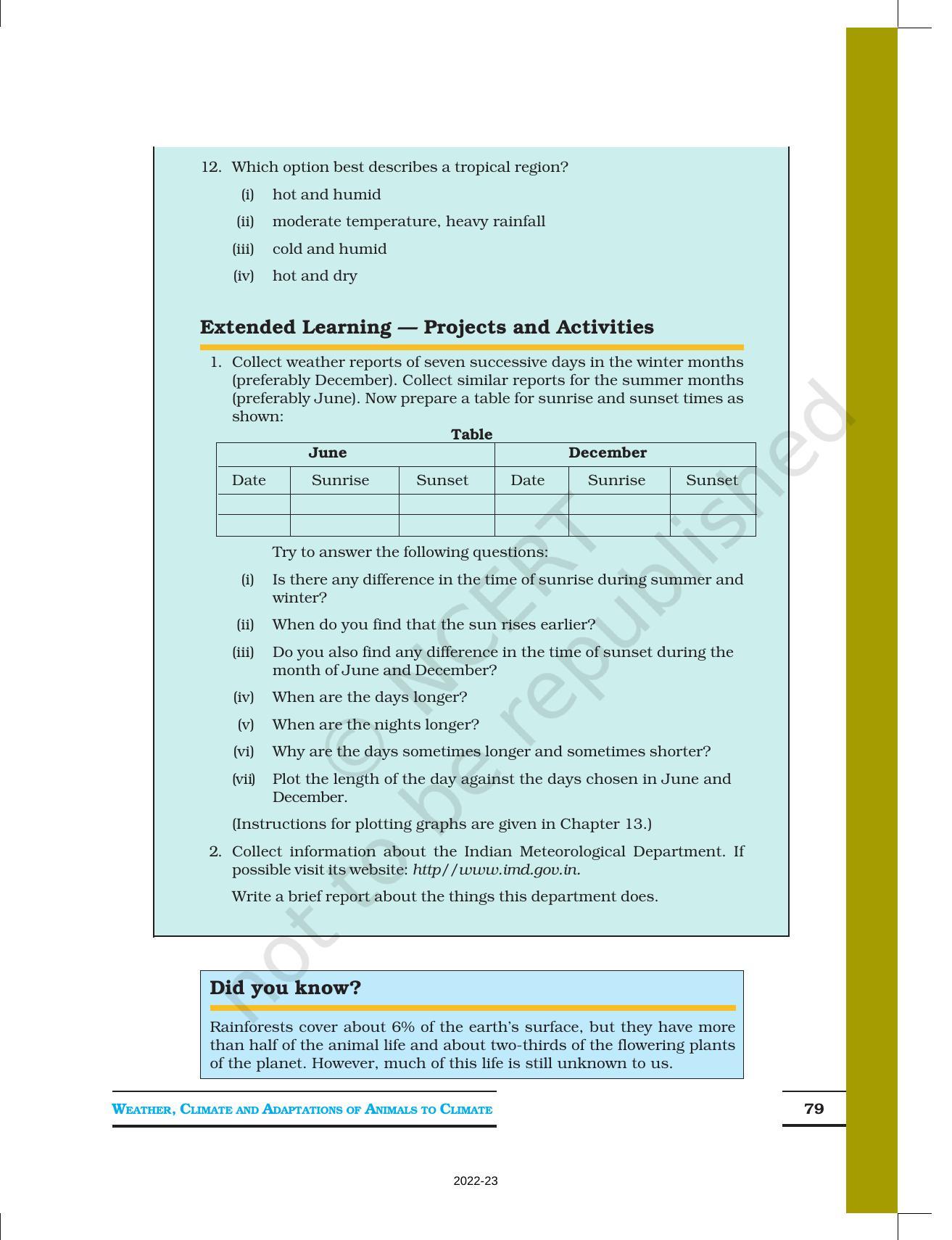 NCERT Book for Class 7 Science: Chapter 7-Weather, Climate and Adaptations of Animals of Climate - Page 12