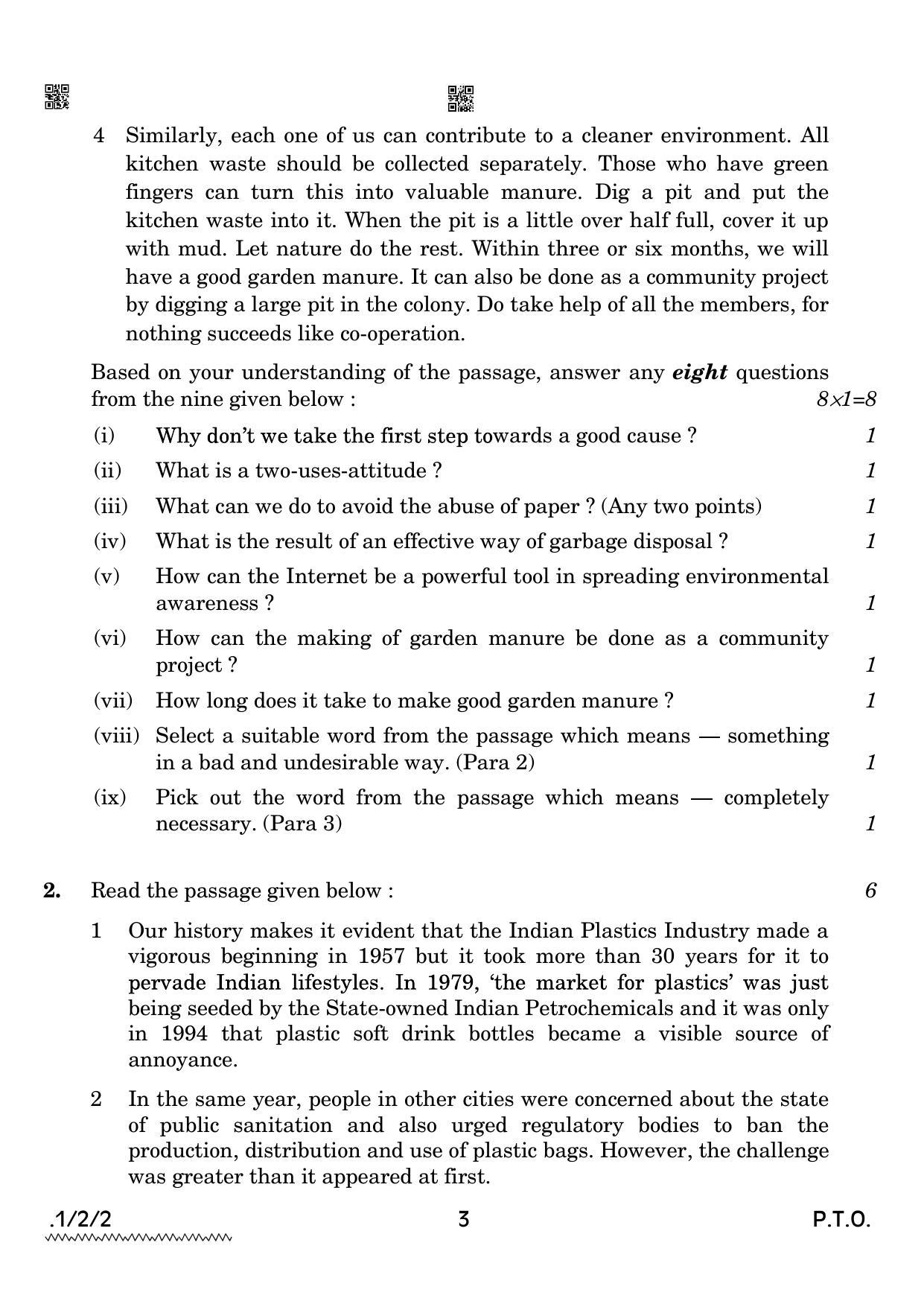 CBSE Class 12 1-2-2 English Core 2022 Question Paper - Page 3
