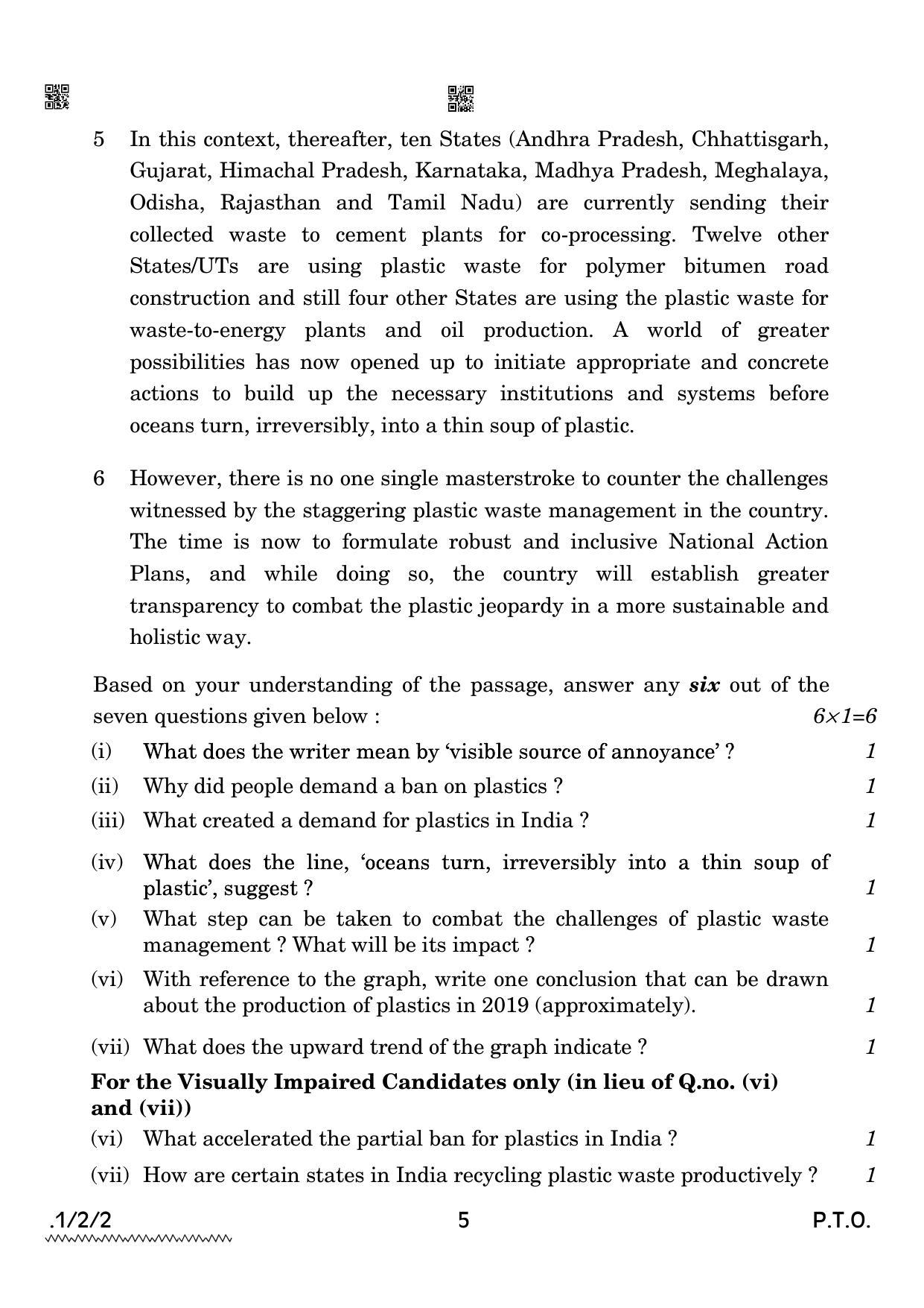 CBSE Class 12 1-2-2 English Core 2022 Question Paper - Page 5