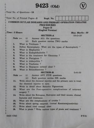 AP Inter 2nd Year Vocational Question Paper March - 2020 - Common Ocular Diseases Primary Operation Theatre Procedures - II (old)
