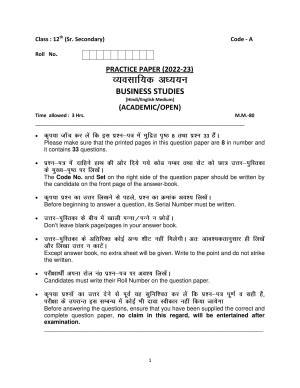 Haryana Board Class 12 Business Studies Code A Sample Papers
