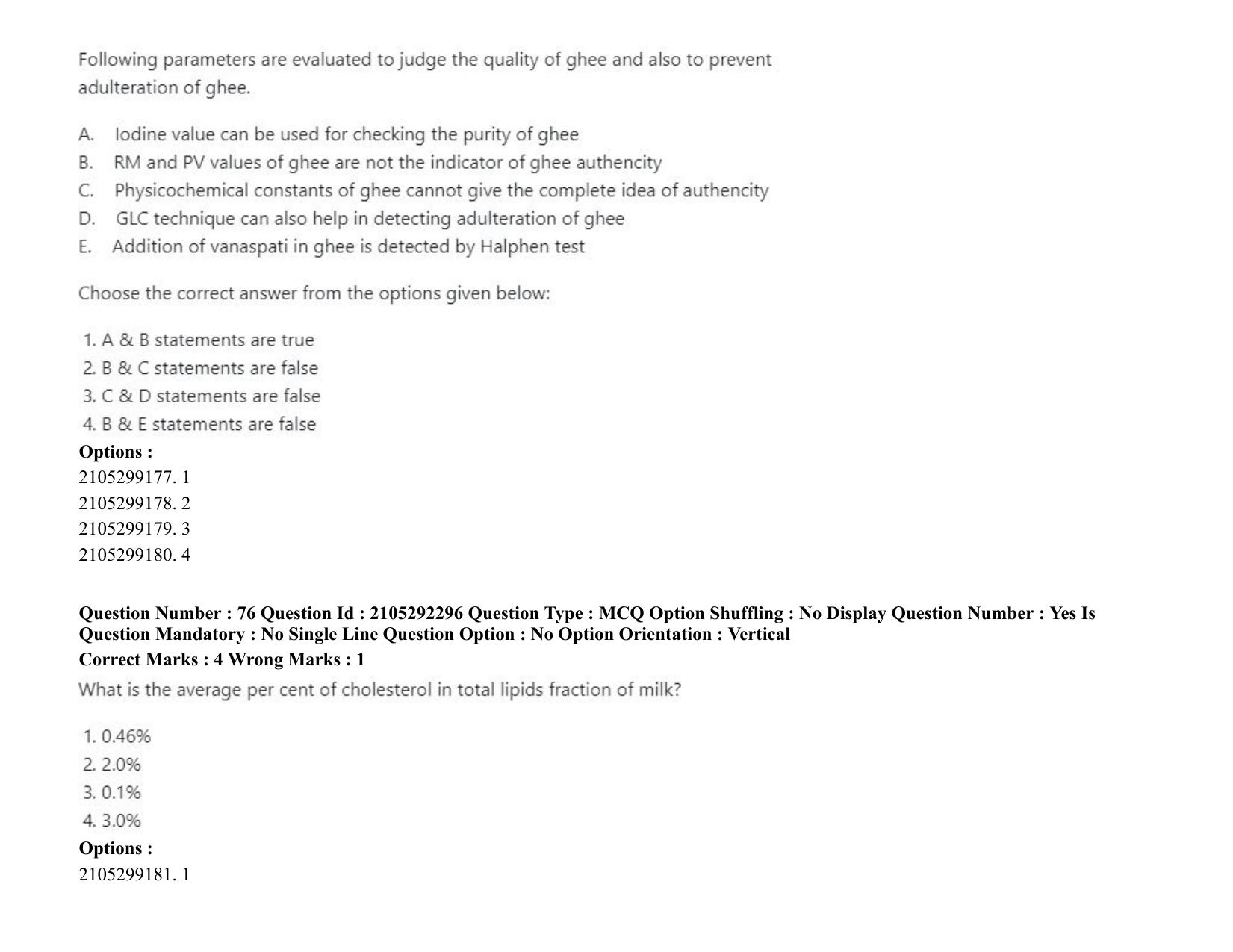 ICAR AIEEA PG 2020 DAIRY SCIENCE Question Paper - Page 44