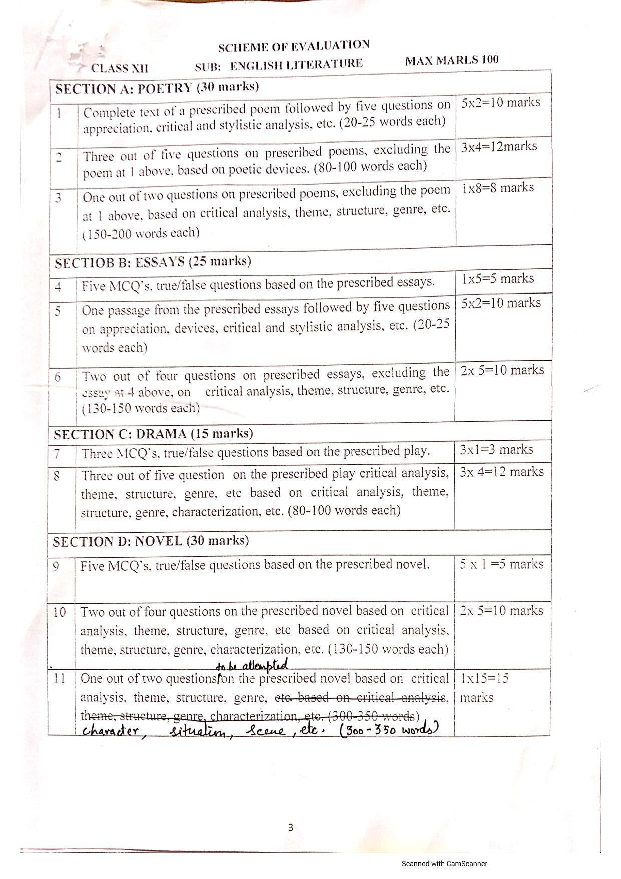  JKBOSE Class 12 English Literature Model Question Paper 2023 - Page 1