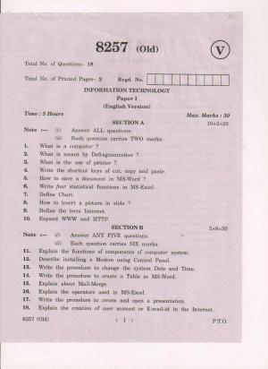 AP Inter 1st Year Information Technology-I (Old) March-2019-Vocational Question Paper