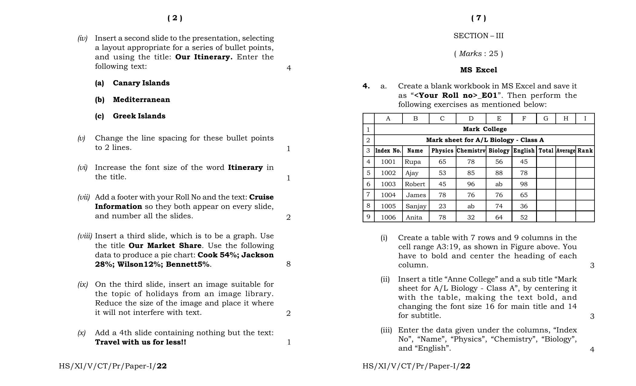 Meghalaya Board (MBOSE) Class 11 Computer Technique Paper I (practical) 2022 Question Paper - Page 4