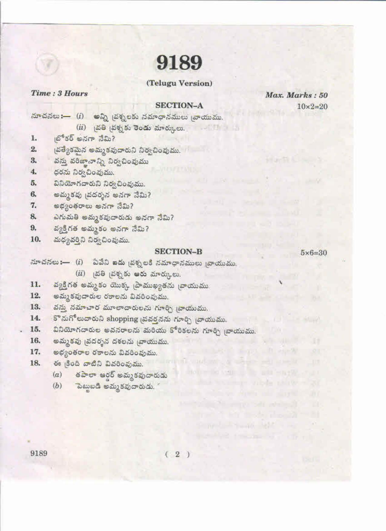 AP Inter 2nd Year Elements of Salesmanship-II May-2019-Vocational Question Paper - Page 2