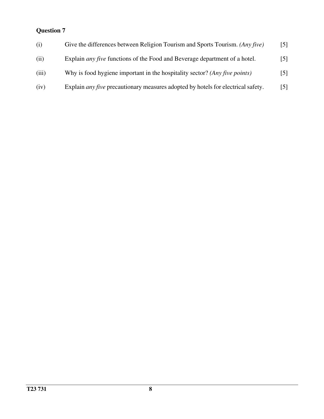 ICSE Class 10 HOSPITALITY MANAGEMENT 2023 Question Paper - Page 8