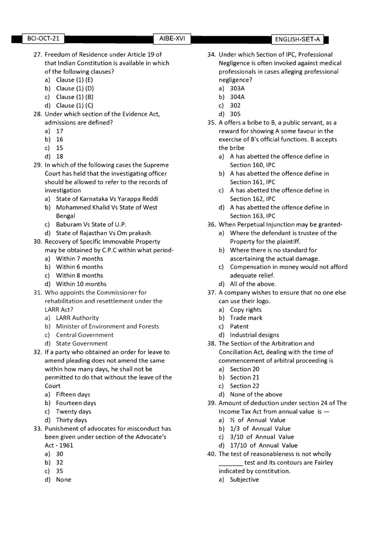 AIBE 16 Question Paper - Page 3