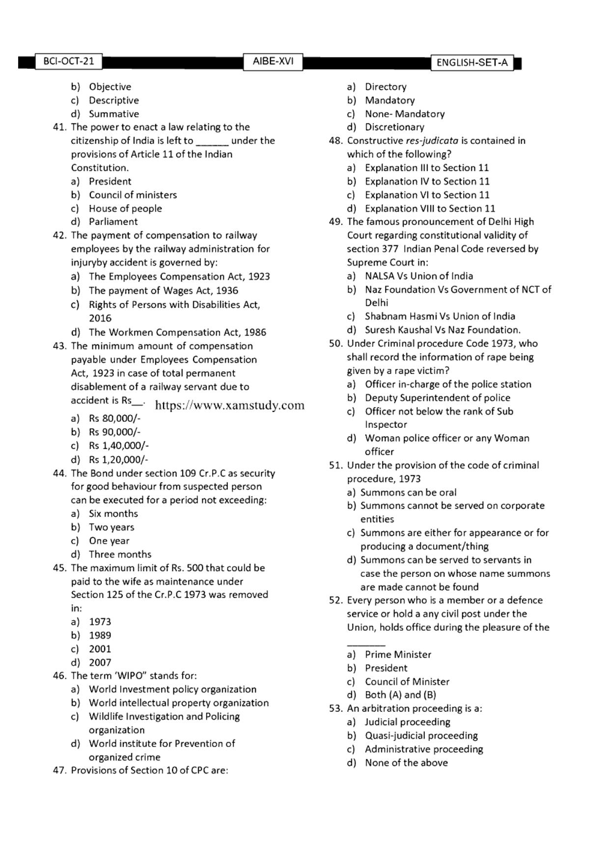 AIBE 16 Question Paper - Page 4