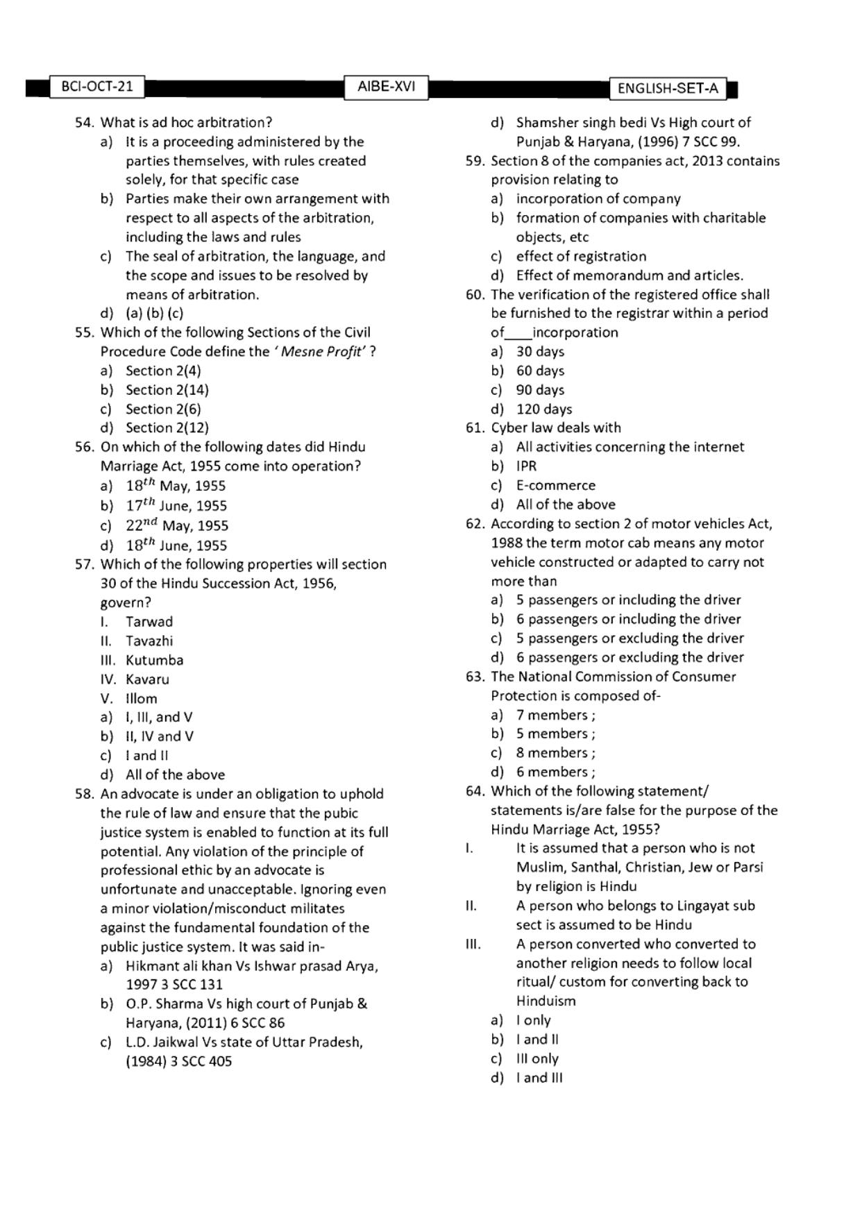 AIBE 16 Question Paper - Page 5