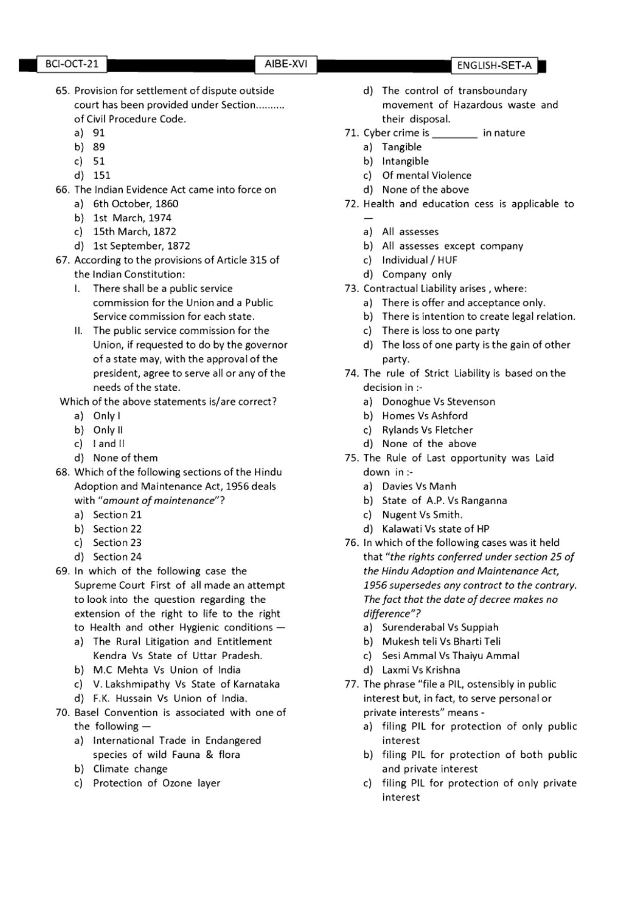 AIBE 16 Question Paper - Page 6