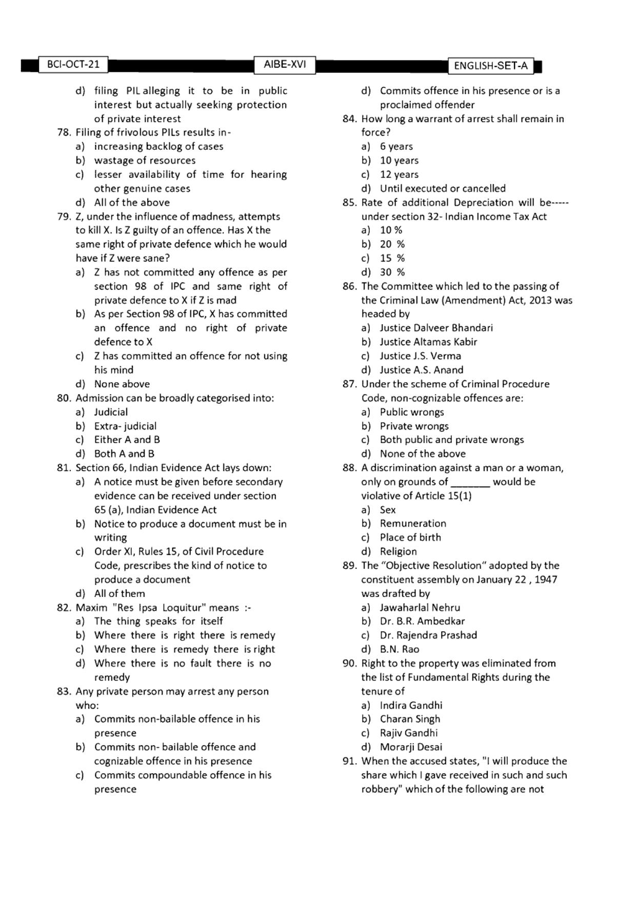 AIBE 16 Question Paper - Page 7