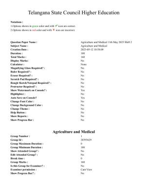 TS EAMCET 2023 Agriculture and Medical Question Paper with Key (11 May 2023 Afternoon (English & Telugu)