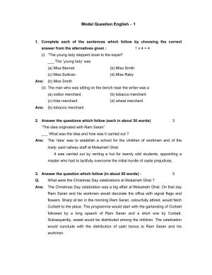 West Bengal Board Class 12 English 2020 Question Paper