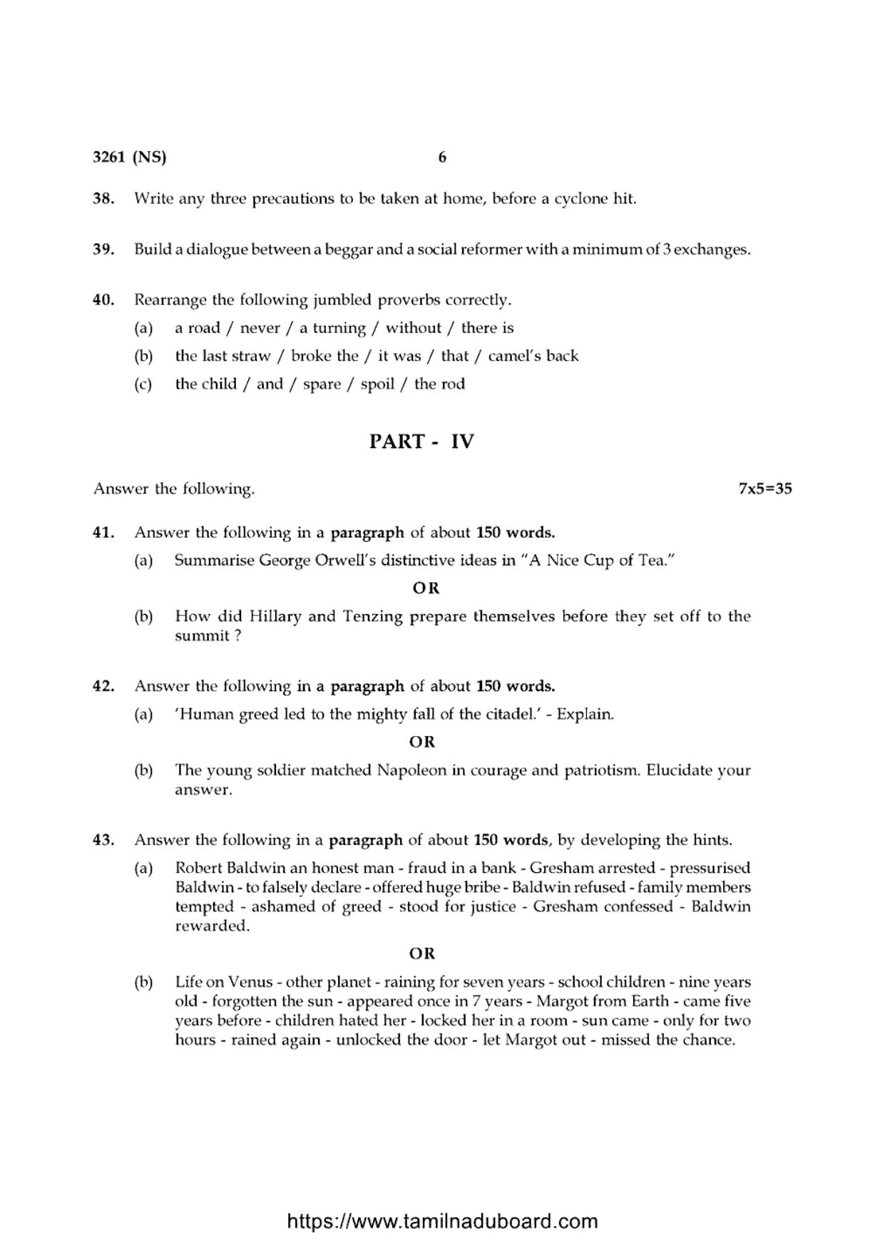 TN Class 12 English Language 3261 NS Question Papers 2020 - Page 6