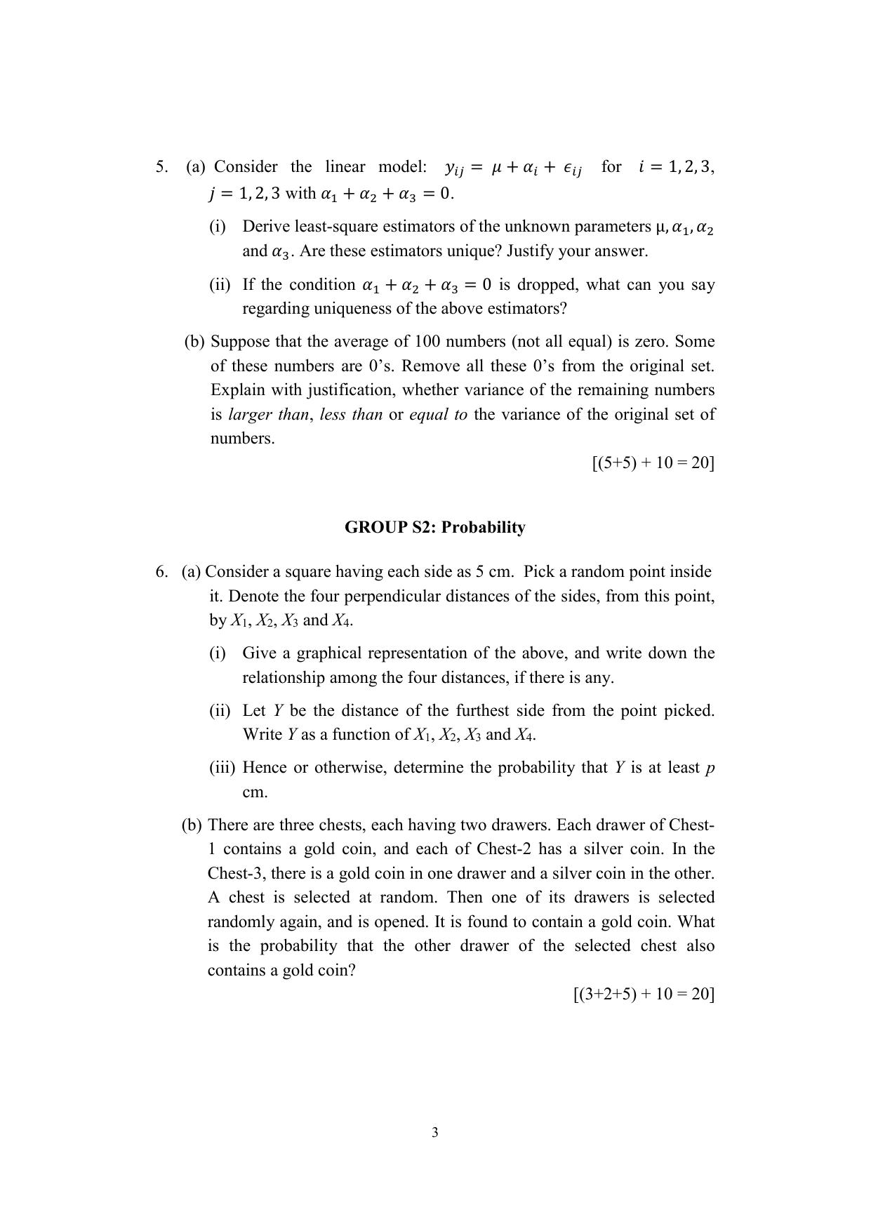 ISI Admission Test M.Tech (QROR) PQB 2021 Sample Paper - Page 3