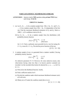 ISI Admission Test M.Tech (QROR) PQB 2021 Sample Paper