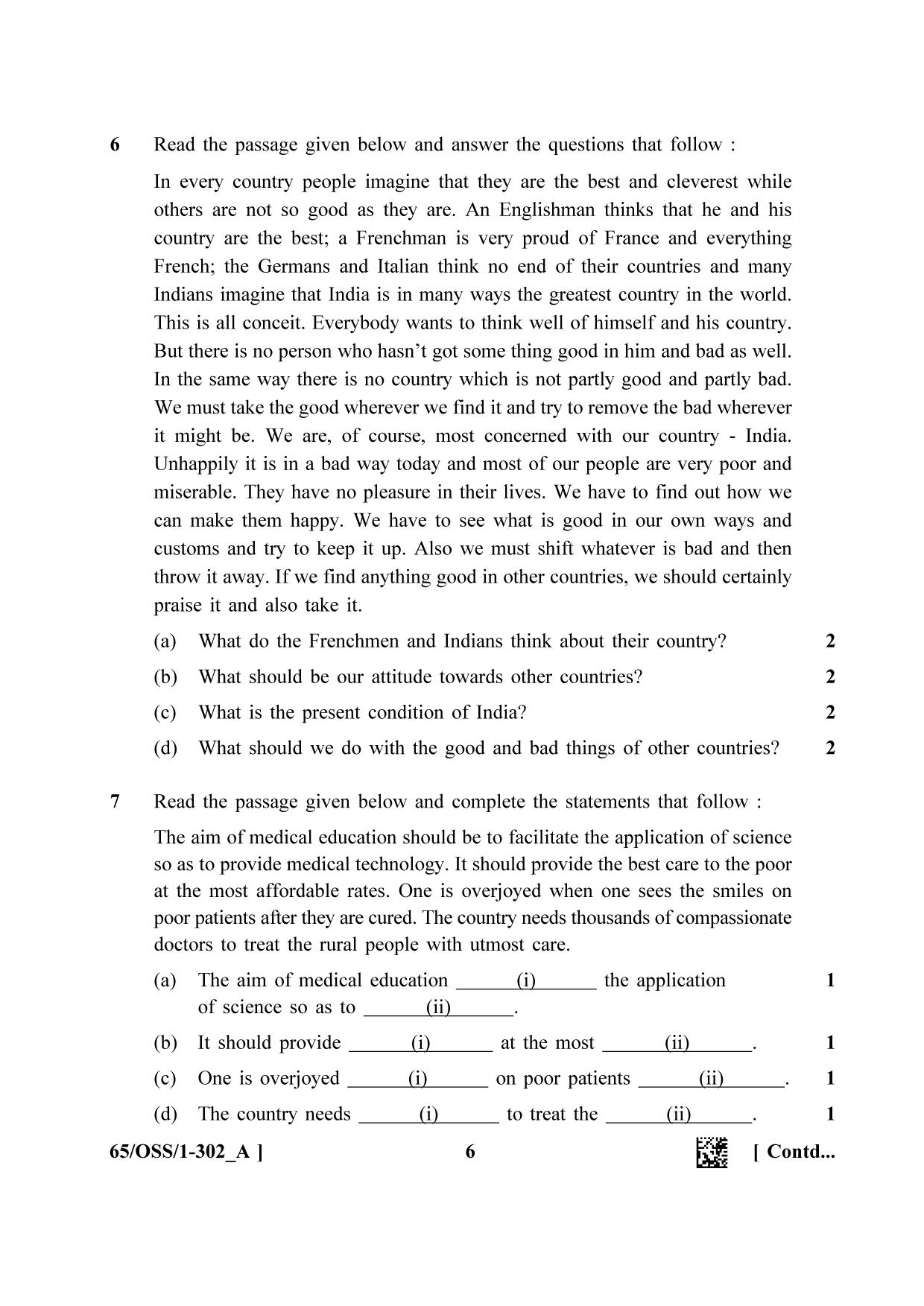 NIOS 2023 Class 12 English (OSS) Question Paper - Page 6