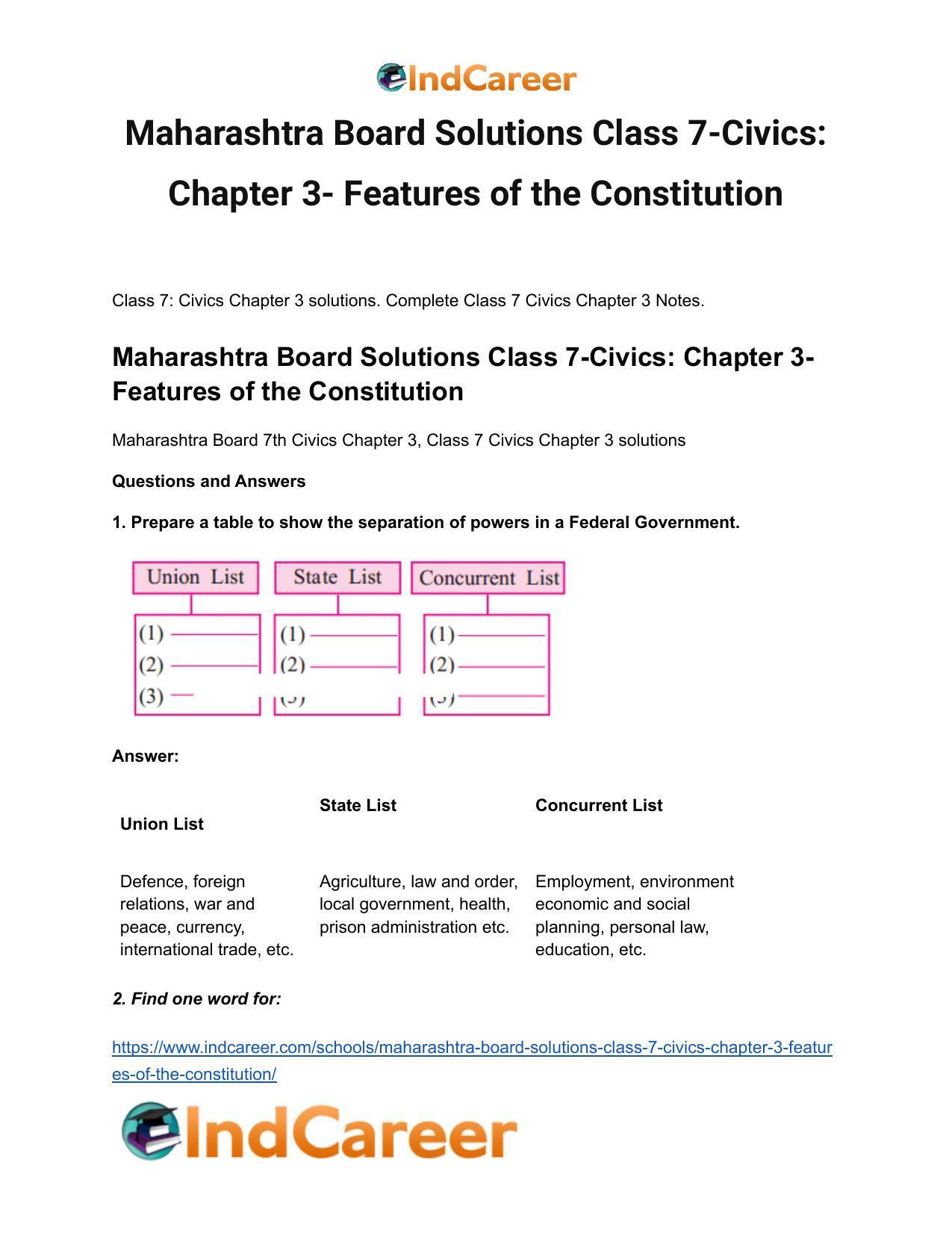 Maharashtra Board Solutions Class 7-Civics: Chapter 3- Features of the Constitution - Page 2