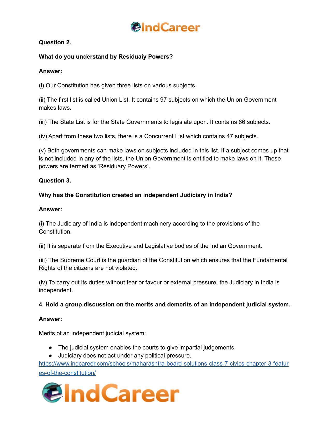 Maharashtra Board Solutions Class 7-Civics: Chapter 3- Features of the Constitution - Page 4