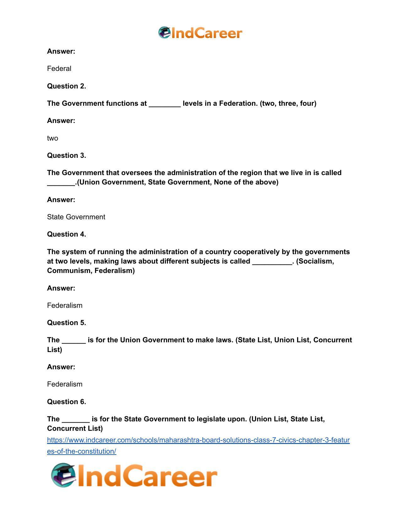Maharashtra Board Solutions Class 7-Civics: Chapter 3- Features of the Constitution - Page 7