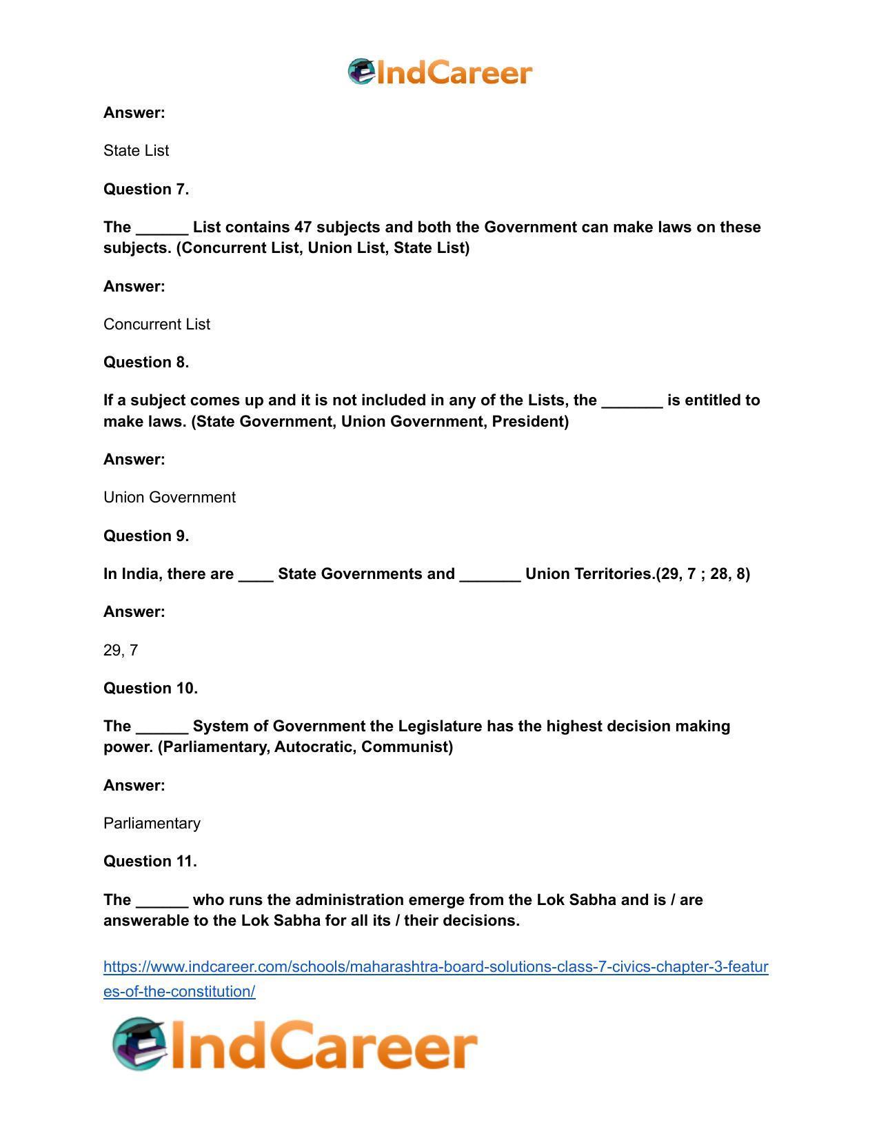 Maharashtra Board Solutions Class 7-Civics: Chapter 3- Features of the Constitution - Page 8