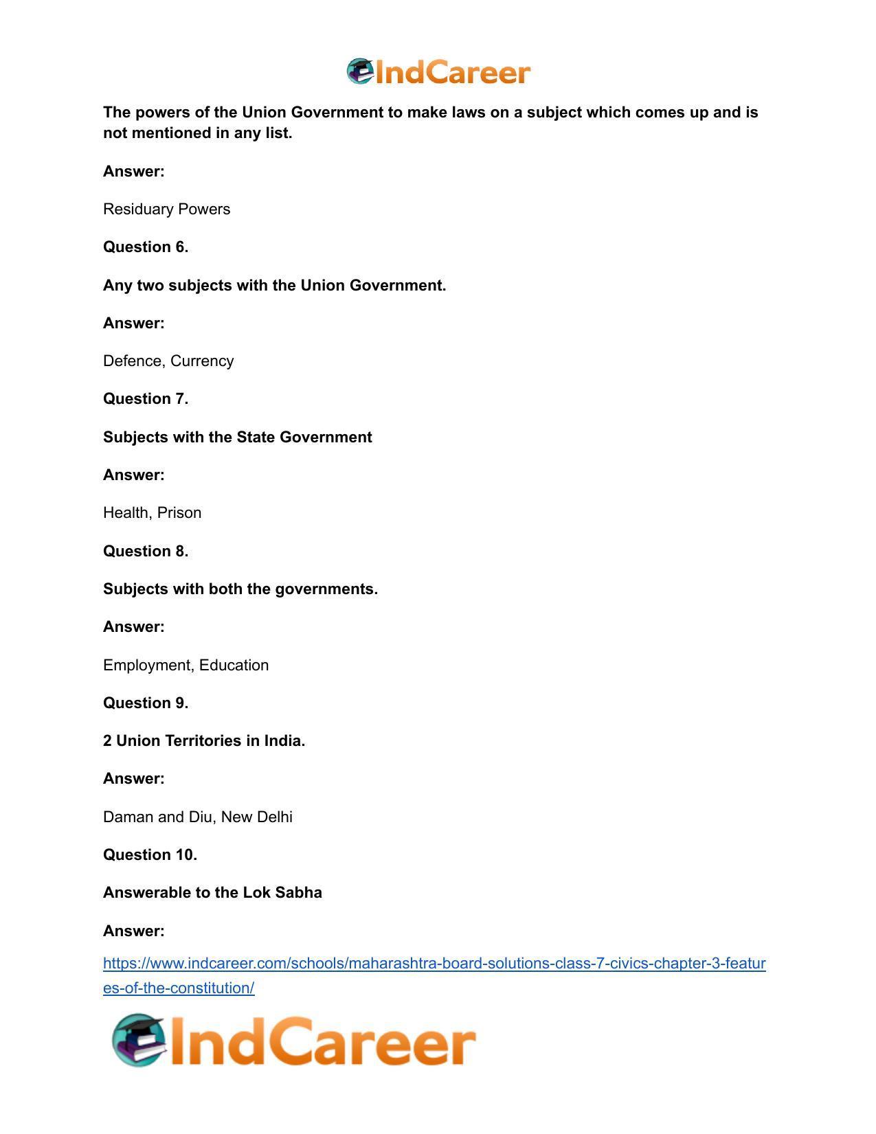 Maharashtra Board Solutions Class 7-Civics: Chapter 3- Features of the Constitution - Page 12