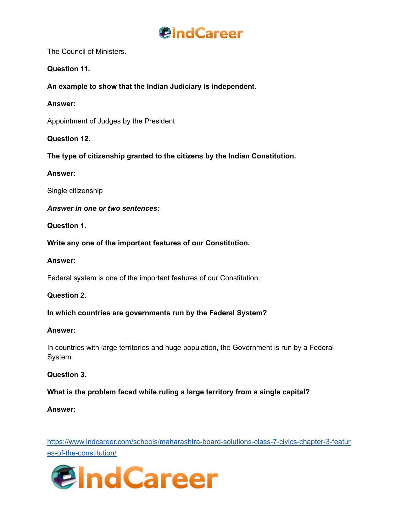 Maharashtra Board Solutions Class 7-Civics: Chapter 3- Features of the Constitution - Page 13