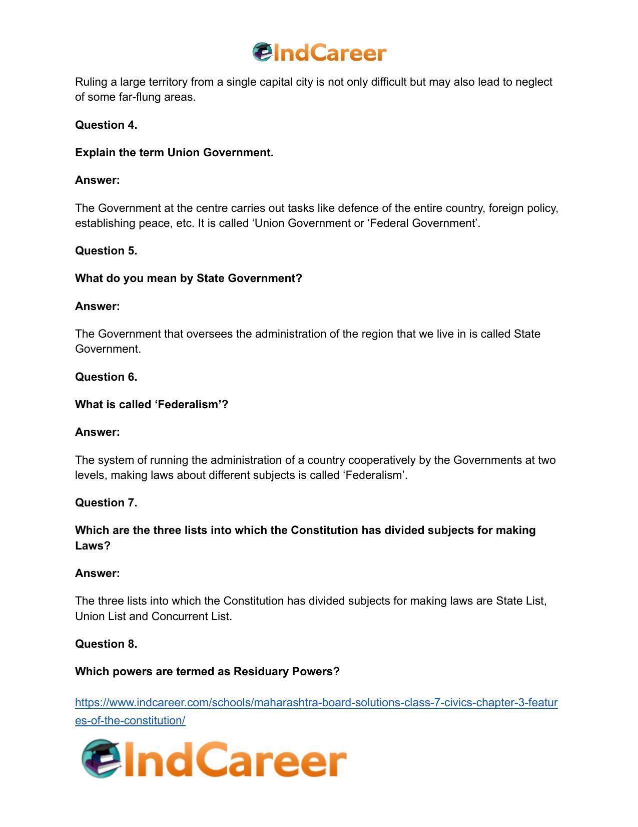 Maharashtra Board Solutions Class 7-Civics: Chapter 3- Features of the Constitution - Page 14
