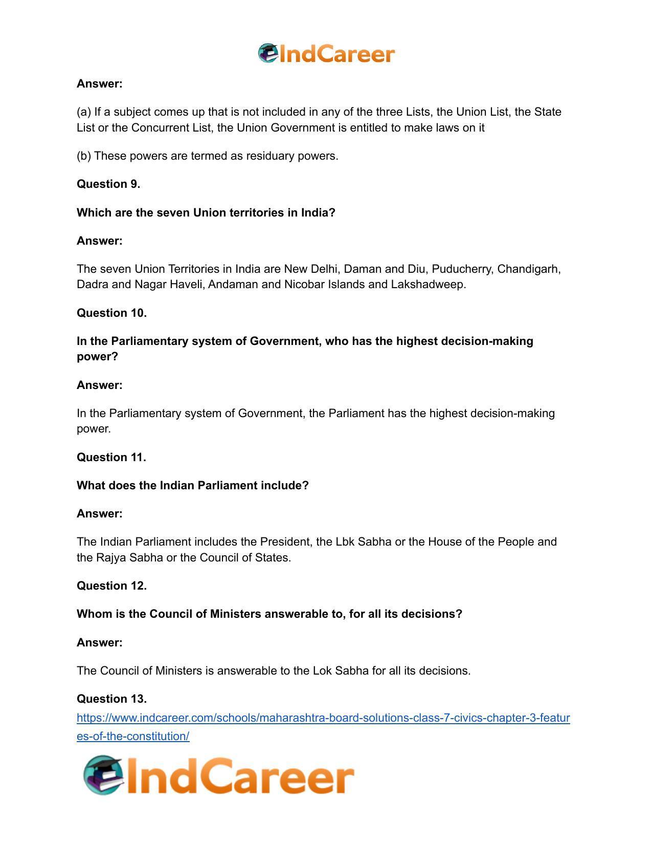 Maharashtra Board Solutions Class 7-Civics: Chapter 3- Features of the Constitution - Page 15