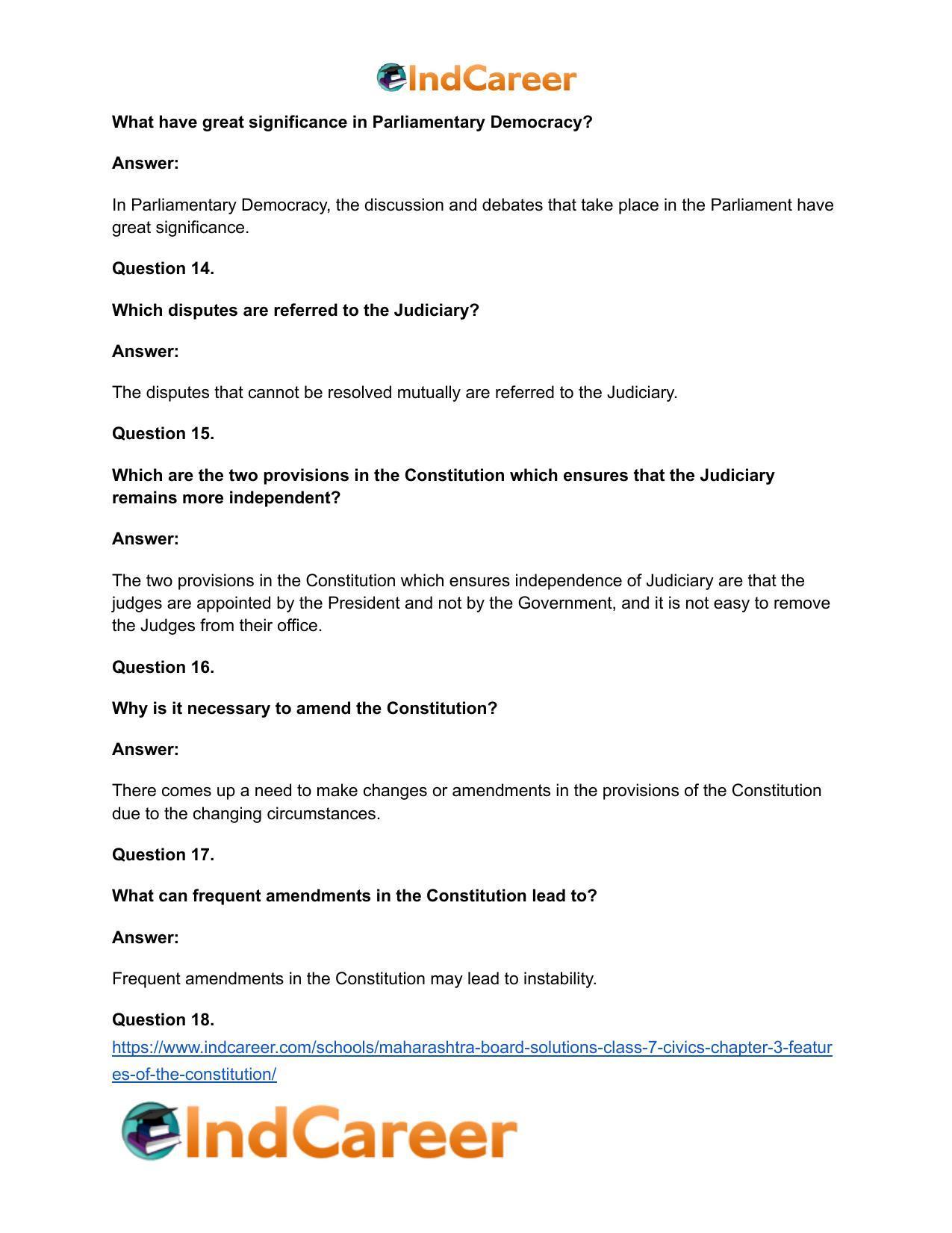 Maharashtra Board Solutions Class 7-Civics: Chapter 3- Features of the Constitution - Page 16