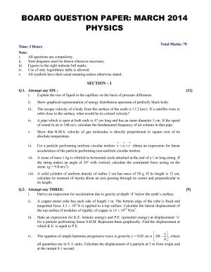 Maharashtra Board HSC Physics 2014 Question Paper