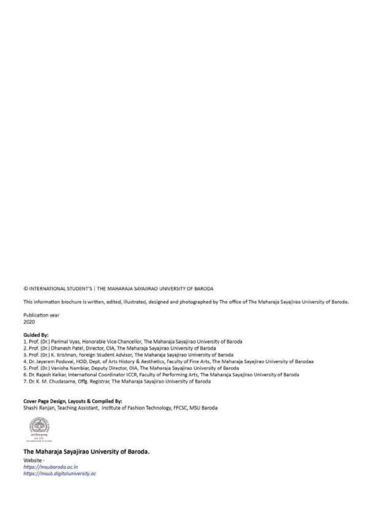 Maharaja Sayajirao University of Baroda, International Students Information Brochure - Page 2