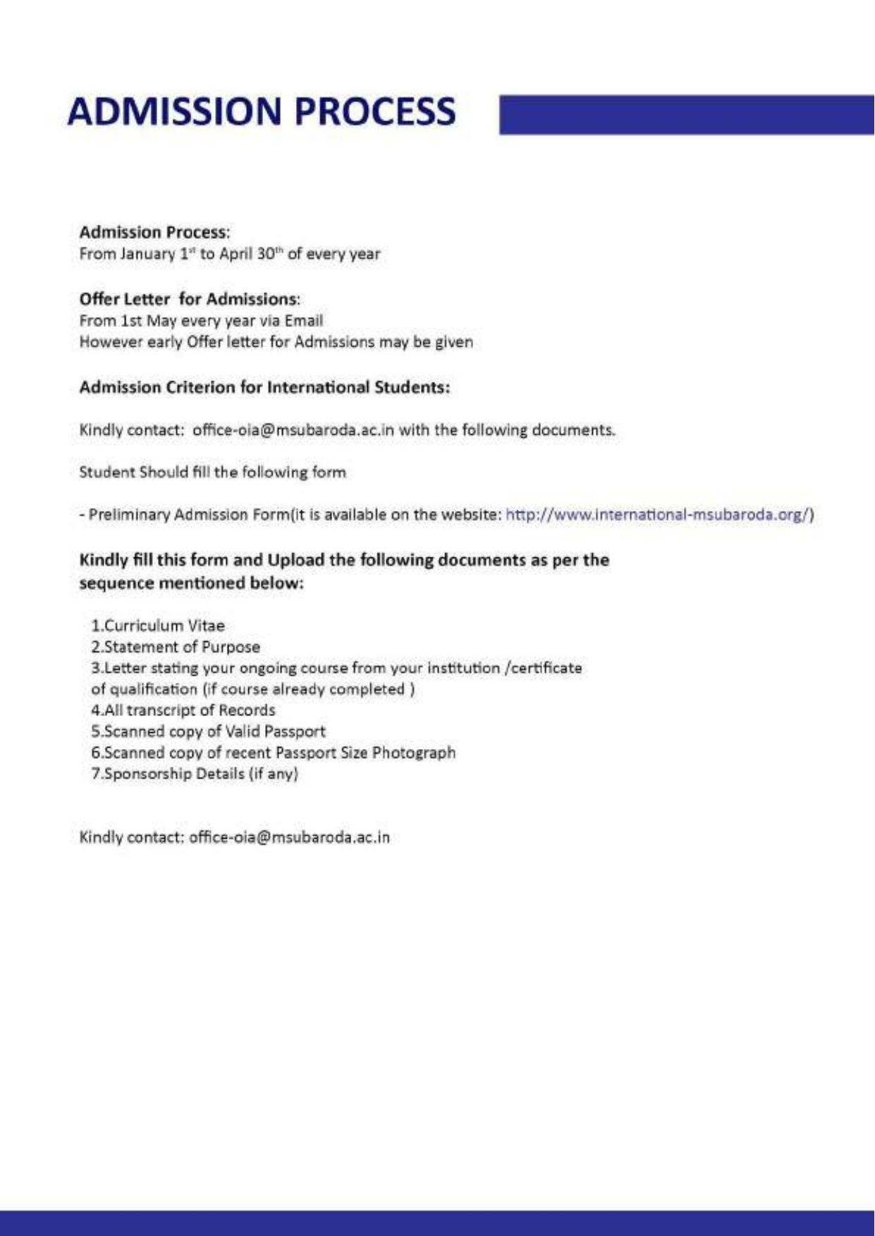 Maharaja Sayajirao University of Baroda, International Students Information Brochure - Page 70