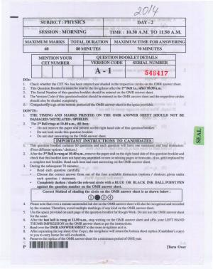 KCET Physics 2014 Question Papers