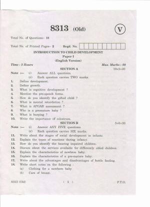 AP Inter 1st Year Introduction to Child Development-I (Old) May-2019-Vocational Question Paper