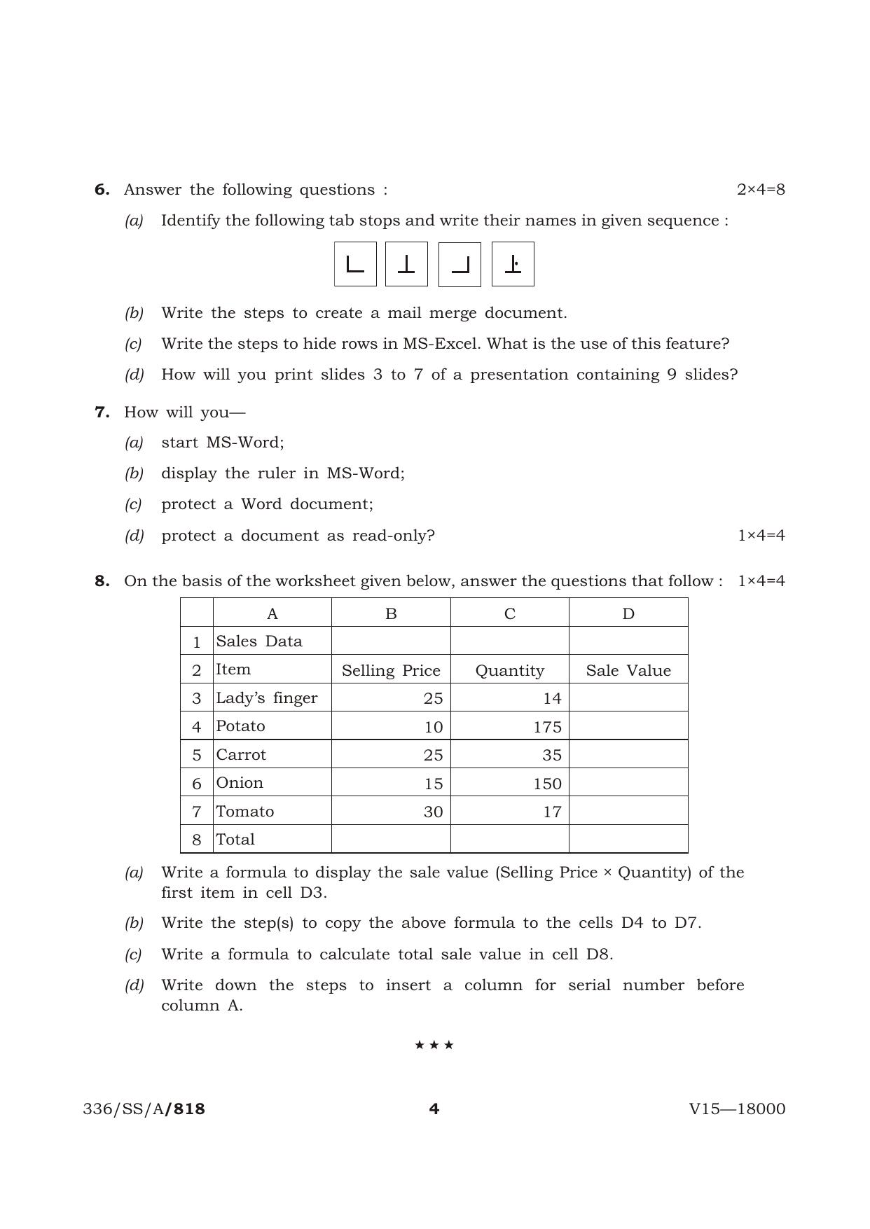NIOS April 2015 Class 12 Data Entry Operation Question Paper - Page 4
