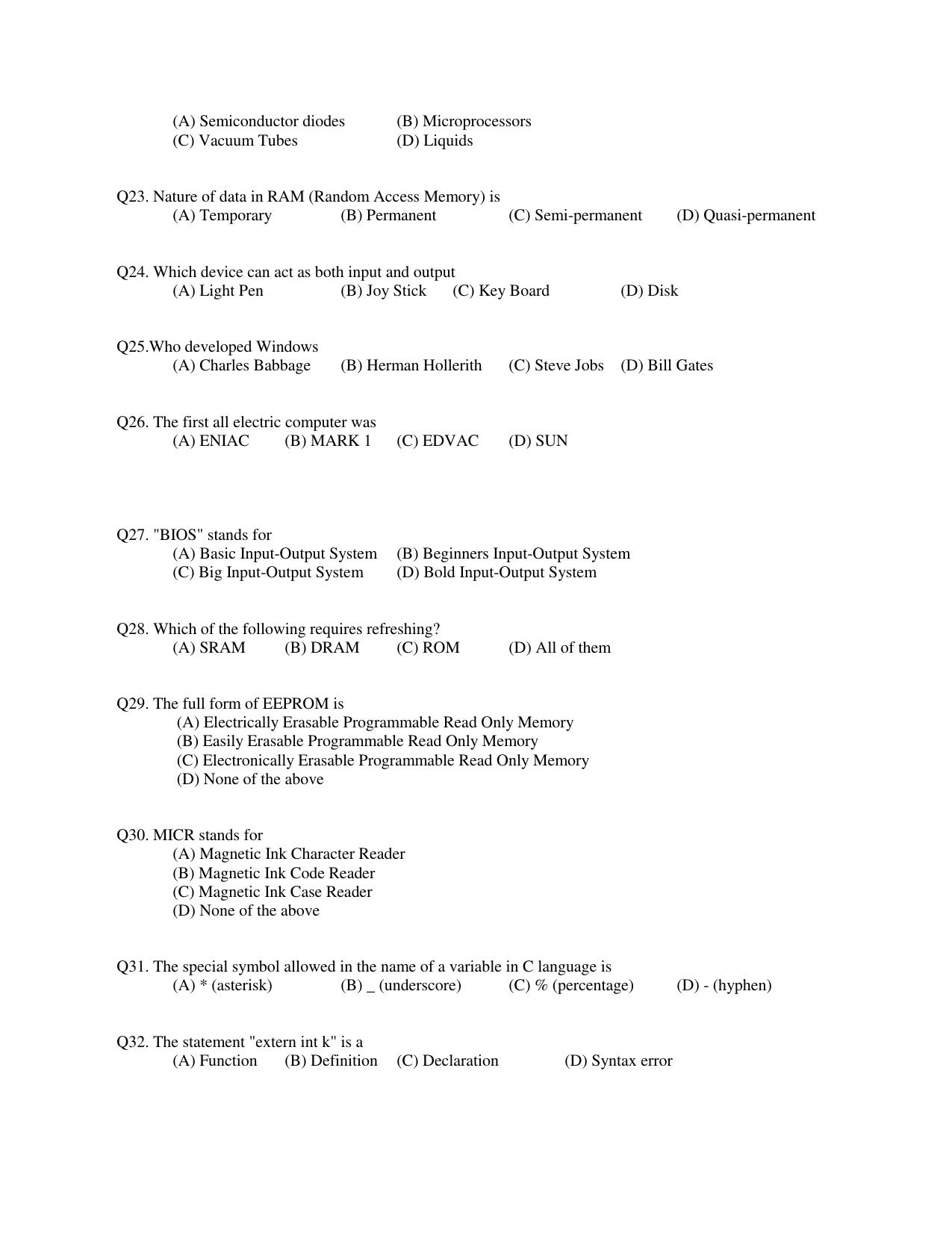 OJEE 2015 MCA Question Paper - Page 3